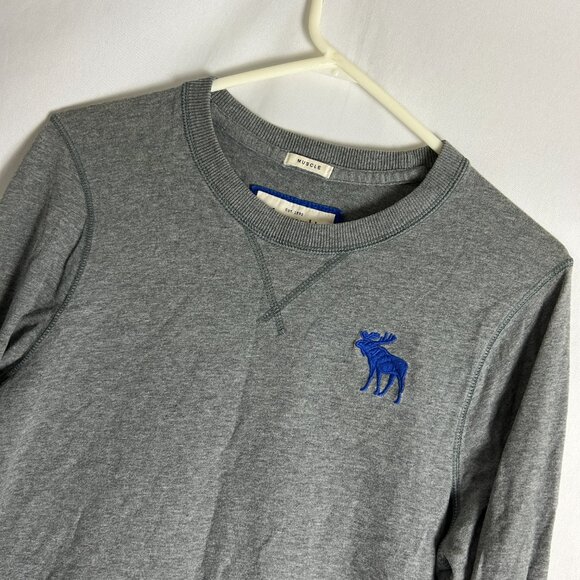 Abercrombie & Fitch Gray Muscle Long Sleeve T Shirt M - Picture 2 of 4